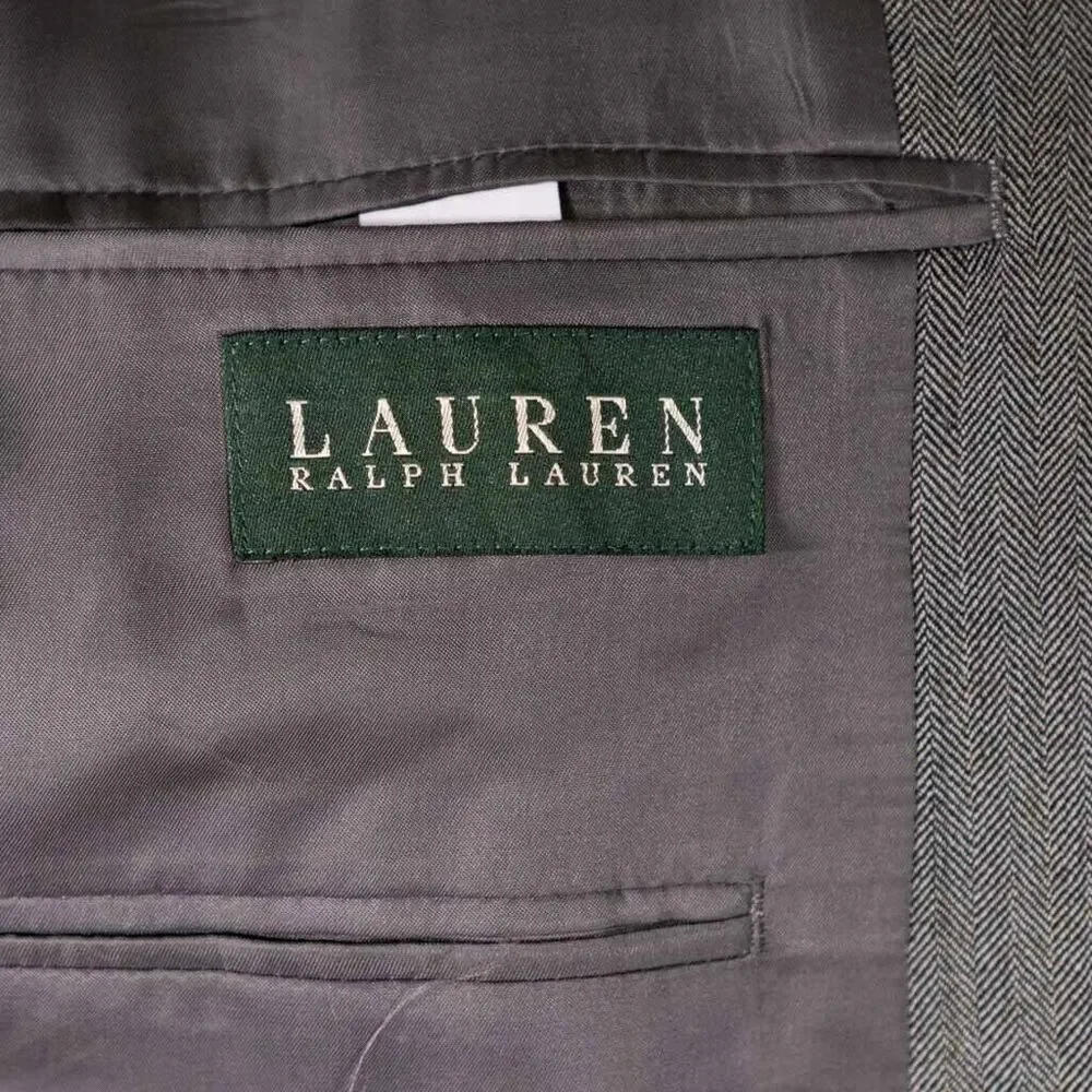 Ralph Lauren Mens Blazer Brown Herringbone Wool Lined Suit Jacket Sport Coat 38R